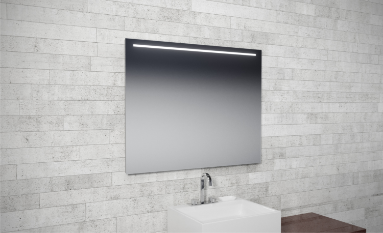 Lustro prostokątne 100x60 cm z aluminiową ramą i oświetleniem LED i półką MCJ Easy Alu 01