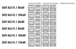 Lustro prostokątne z aluminiową ramą i oświetleniem LED i półką MCJ Easy Alu 01.1 - inne dostępne wymiary