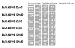 Lustro z aluminiową ramą i oświetleniem LED i półką MCJ Easy Alu 02 - dostępne rozmiary