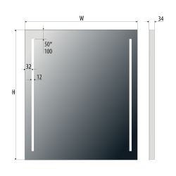 Lustro kwadratowe 80x80 cm z aluminiową ramą i oświetleniem LED i półką MCJ Easy Alu 02