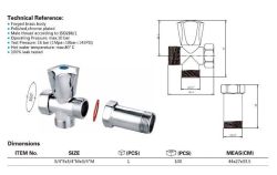 Zawór do pralki, do baterii ściennej 3/4'x3/4' z zaworem zwrotnym, chrom