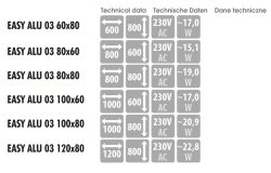 Lustro prostokątne 80x60 cm z aluminiową ramą i oświetleniem LED i półką MCJ Easy Alu 03