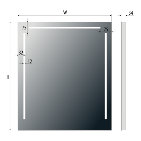 Przejdź do produktu Lustro prostokątne 80x60 cm z aluminiową ramą i oświetleniem LED i półką MCJ Easy Alu 03