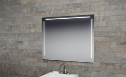Lustro prostokątne 80x60 cm z aluminiową ramą i oświetleniem LED i półką MCJ Easy Alu 03