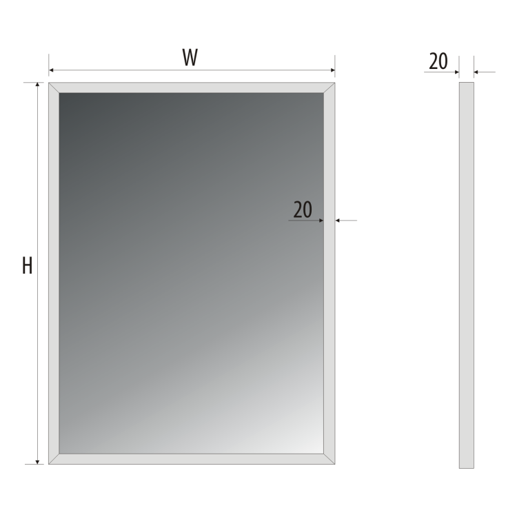 Lustro prostokątne 60x80 cm z aluminiową ramą w kolorze chrom MCJ Easy Alu 05