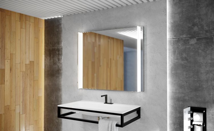 Lustro kwadratowe 80x80 cm ze stalową ramą i oświetleniem LED MCJ Rio