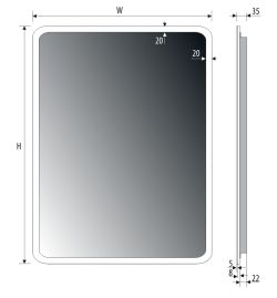 Lustro prostokątne 100x80 cm ze stalową ramą i oświetleniem LED MCJ Siena