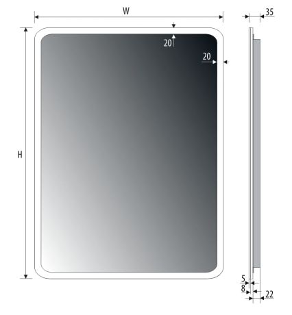Przejdź do produktu Lustro prostokątne 100x80 cm ze stalową ramą i oświetleniem LED MCJ Siena
