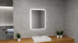Lustro prostokątne 100x80 cm ze stalową ramą i oświetleniem LED MCJ Siena