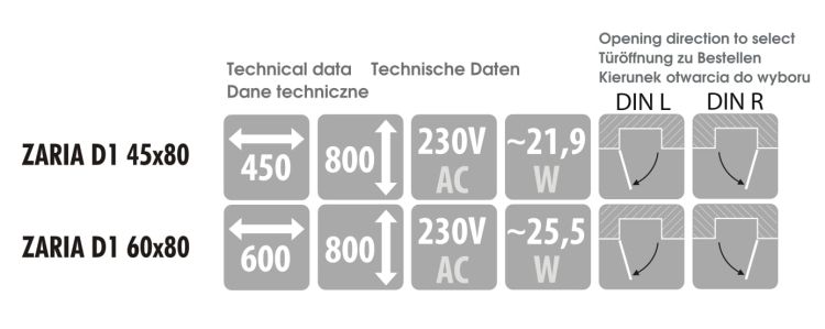 Lustro prostokątne ze stalową, białą ramą, półką i oświetleniem LED MCJ Zaria 1 - dostępne rozmiary