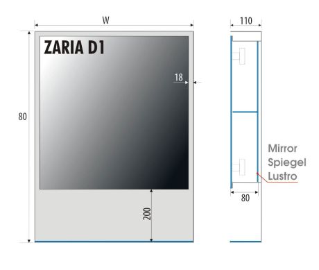 Przejdź do produktu Lustro prostokątne 60x80 cm ze stalową, białą ramą, półką i oświetleniem LED MCJ Zaria 1