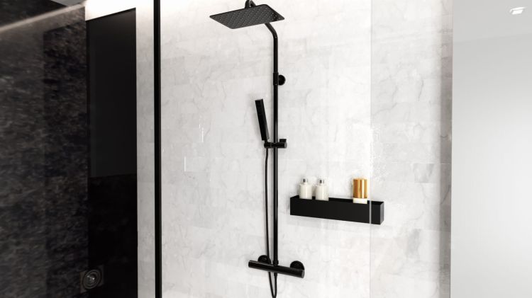 Półka łazienkowa na akcesoria 60x8x10 cm ze stali nierdzewnej lakierowanej na czarno MCJ H80