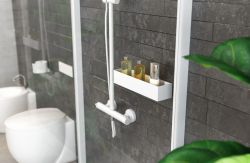 Półka łazienkowa na akcesoria 60x8x10 cm ze stali nierdzewnej lakierowanej na biało MCJ H80