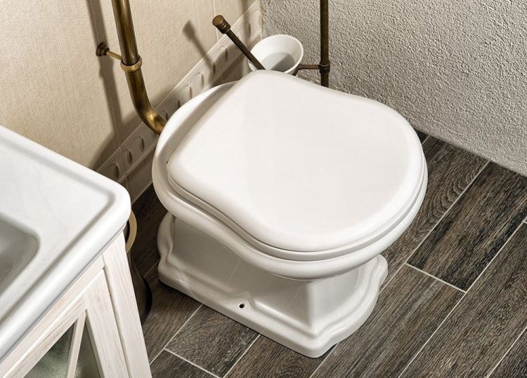 RETRO deska WC, polyester, biały/brąz