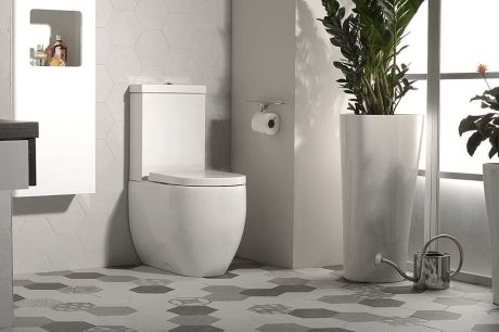 Przejdź do produktu FLO misa do kompaktu WC, 36x60cm, odpływ poziomy/pionowy, biały
