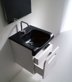 INKA umywalka ceramiczna 40x40cm, czarna matowa