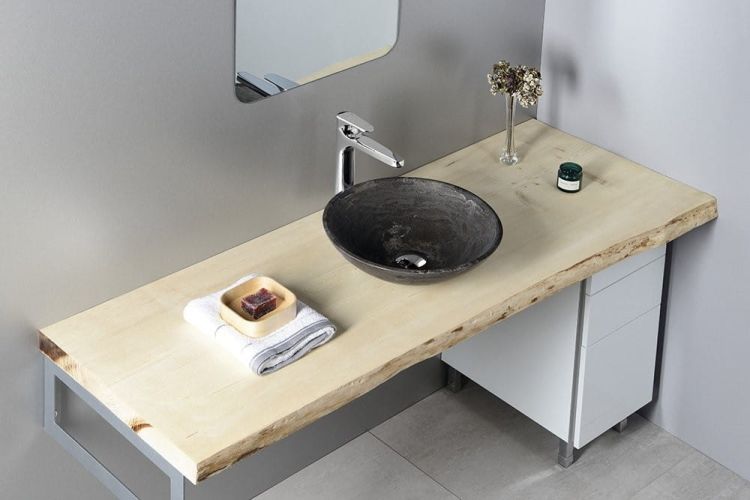 BLOK 1 umywalka kamienna, średnica 40cm, ciemny kamień matowy