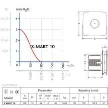 X - MART 10H wentylator łazienkowy z automatem, 15W, wylot 100mm, st. nierdzewna