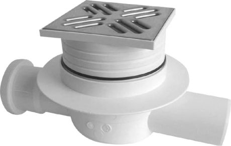 Przejdź do produktu Kratka odpływowa przelotowa 105x105, odpływ 50mm, stal nierdzewna