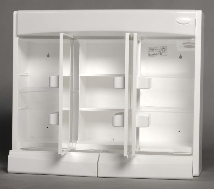 SAPHIR szafka z lustrem 60x51x18cm, jarzeniówka T8,1x15W, biały plastik