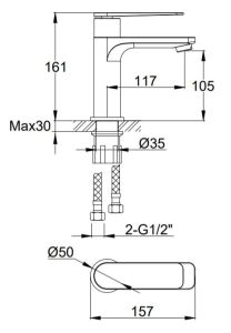 Bateria umywalkowa 16 cm Kohlman Wexpo QB100W chrom