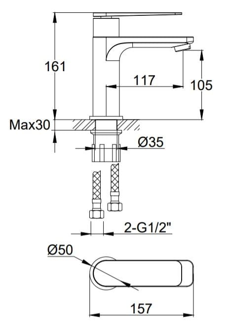 Bateria umywalkowa 16 cm Kohlman Wexpo QB100W chrom