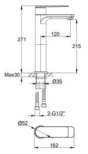 Bateria umywalkowa wysoka 27 cm Kohlman Wexpo QB170W chrom