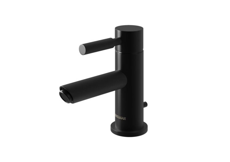 Bateria umywalkowa 15 cm z korkiem, czarna Kohlman Roxin QB100RB