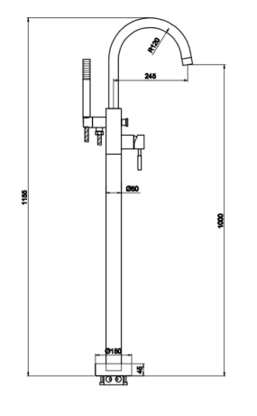 Przejdź do produktu Bateria wannowa wolnostojąca 116 cm czarna Kohlman Roxin QF1165RB