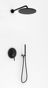 Zestaw prysznicowy z okrągłą deszczownicą 30 cm czarny Kohlman Roxin QW210RBR30