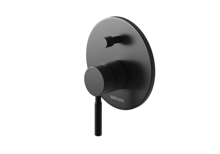 Bateria prysznicowa podtynkowa 16 cm z przełącznikiem Kohlman Roxin Black QW210RB czarny
