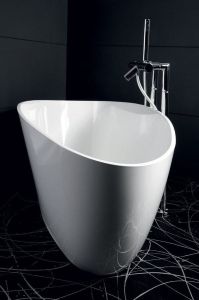 ELIPSIE - wanna, 1570x700x560mm, konglomerat, objętość 260l, biały połysk