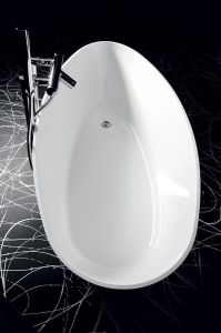 ELIPSIE - wanna, 1570x700x560mm, konglomerat, objętość 260l, biały połysk