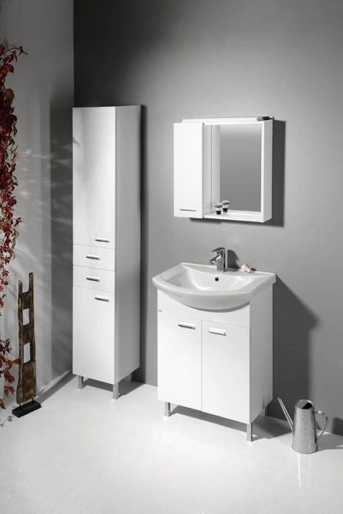 ZOJA/KERAMIA FRESH szafka z lustremm i ośw.LED, 60x60x14cm, biała, lewa