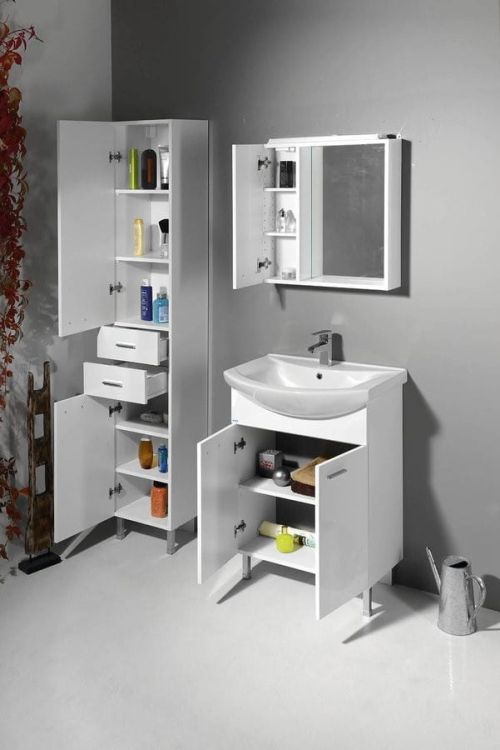 ZOJA/KERAMIA FRESH szafka z lustremm i ośw.LED, 60x60x14cm, biała, lewa