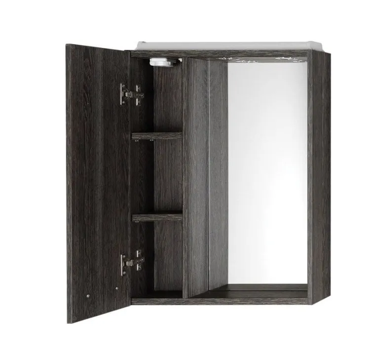 ZOJA/KERAMIA FRESH szafka z lustremm i ośw.LED, 60x60x14cm, mali wenge,lewa