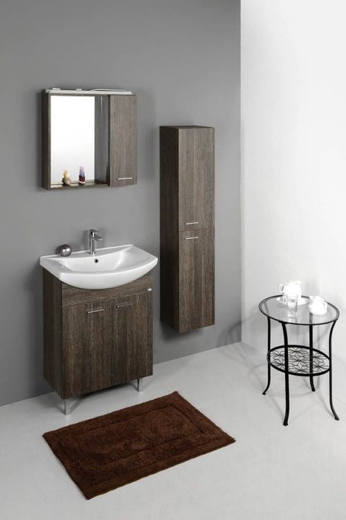 ZOJA/KERAMIA FRESH szafka z lustremm i ośw.LED, 60x60x14cm,mali wenge,prawa