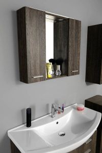 ZOJA/KERAMIA FRESH szafka z lustremm i ośw.LED, 70x60x14cm, mali wenge