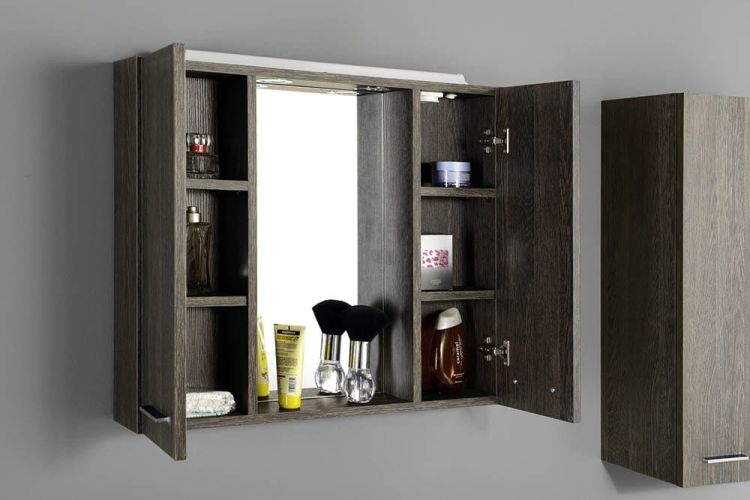 ZOJA/KERAMIA FRESH szafka z lustremm i ośw.LED, 70x60x14cm, mali wenge