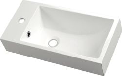 ARIANA umywalka kompozytowa 50x10x25 cm, biała, bateria z lewej strony