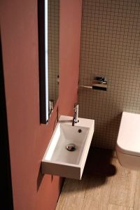 ARIANA umywalka kompozytowa 50x10x25 cm, biała, bateria z lewej strony