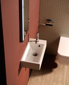 ARIANA umywalka kompozytowa 50x10x25 cm, biała, bateria z prawej strony