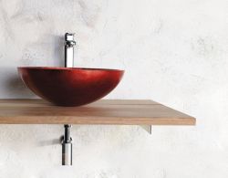 MURANO ROSSO IMPERO, umywalka szklana 40x14cm, czerwona