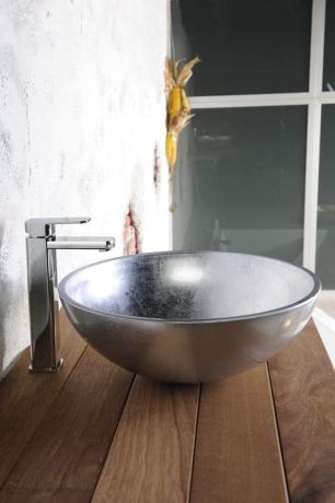 Przejdź do produktu MURANO ARGENTO umywalka szklana nablatowa, średnica 40cm, srebrny