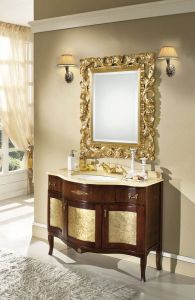 IRIS BIC 110-S szafka z umywalką, szer. 110cm, marmur Silvia Oro, noce/oro