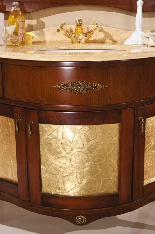 IRIS BIC 110-S szafka z umywalką, szer. 110cm, marmur Silvia Oro, noce/oro