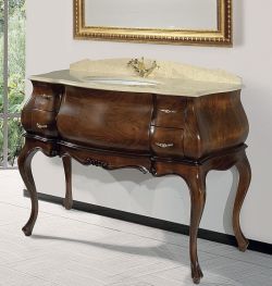 GIOVE 130-S szafka z umywalką, szer. 125cm, marmur Silvia Oro, noce