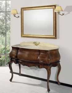 GIOVE 130-S szafka z umywalką, szer. 125cm, marmur Silvia Oro, noce