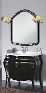 ISOTTA LAC 105-S szafka z umywalką, szer. 107cm, marmur Bianco Carrara, nero