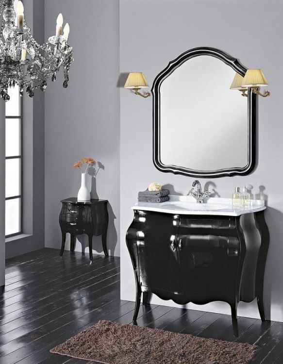 ISOTTA LAC 105-S szafka z umywalką, szer. 107cm, marmur Bianco Carrara, nero